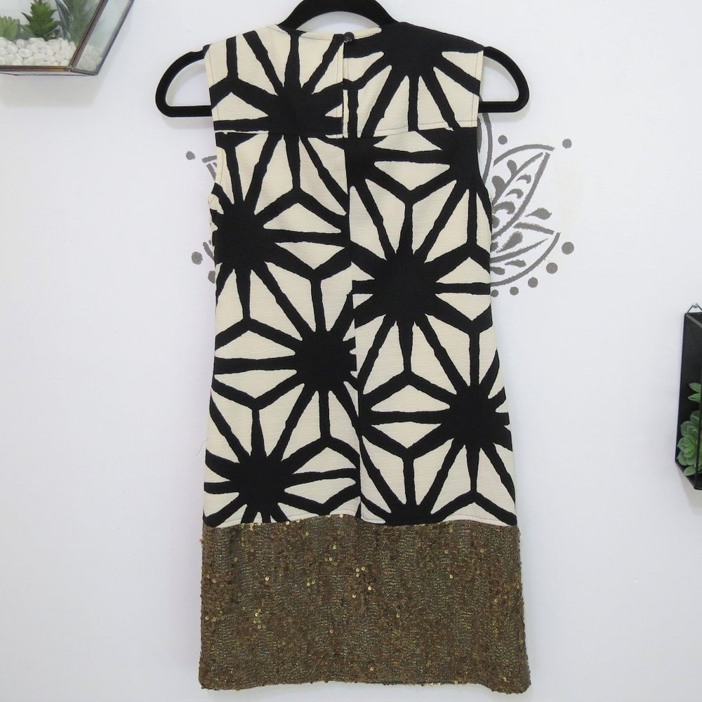 Anthropologie Black White & Gold Sequin Dress 2P - Picture 3 of 3